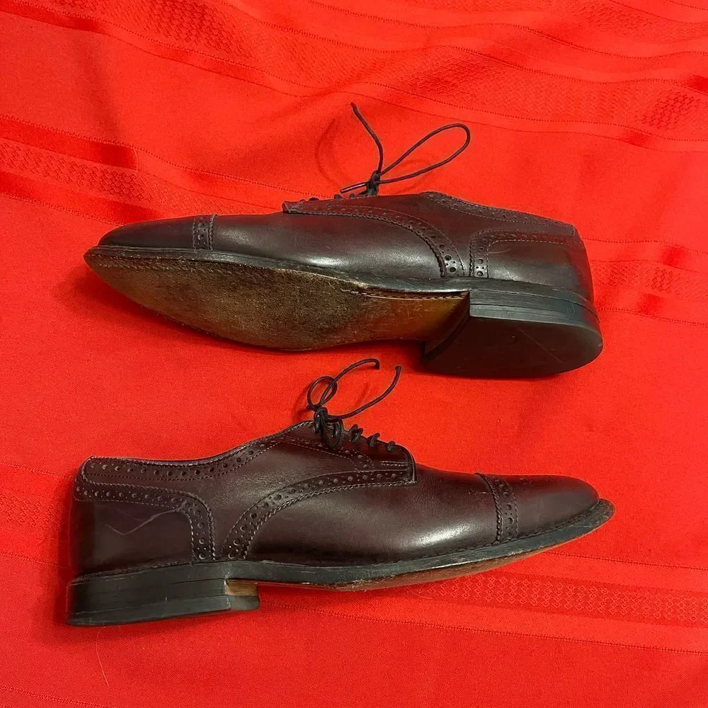 Allen Edmonds Sanford Brown Cap Toe Brown Oxford Shoes Size 8 D